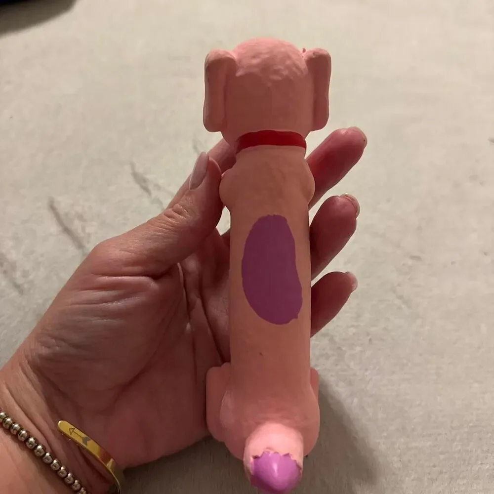 Pink Latex Dog Toy Squeaky Puppy Chew Toy Bone Shape New